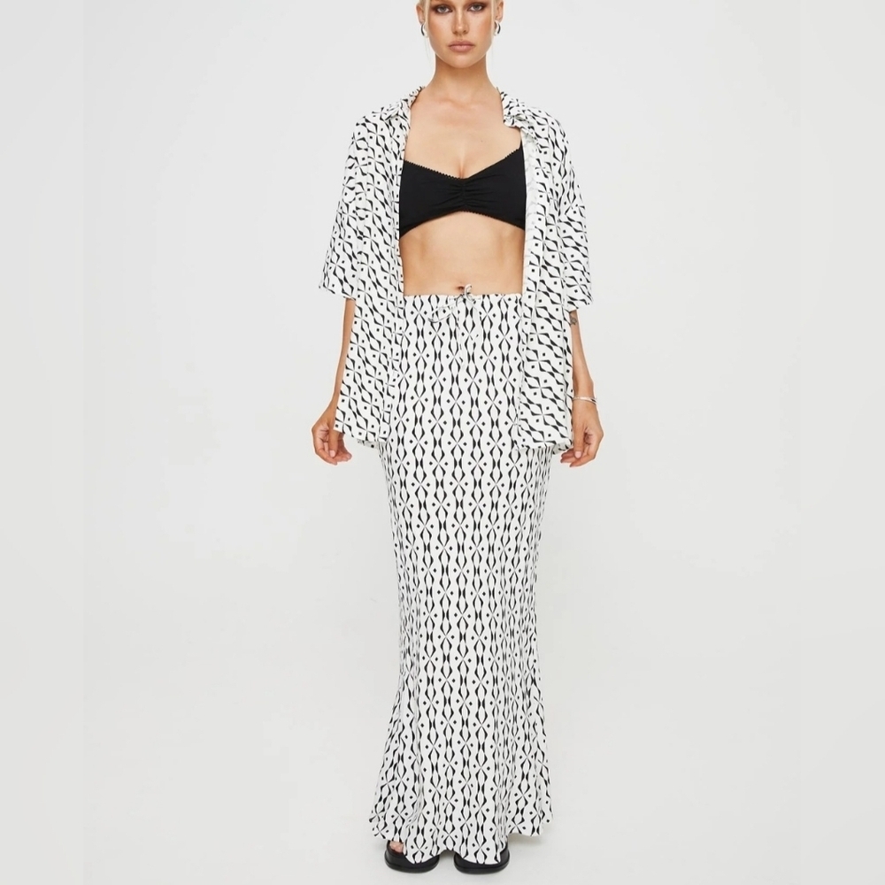 Mercer Linen Blend Maxi Skirt Black/white Womens Size 12 NWT. - Picture 3 of 3